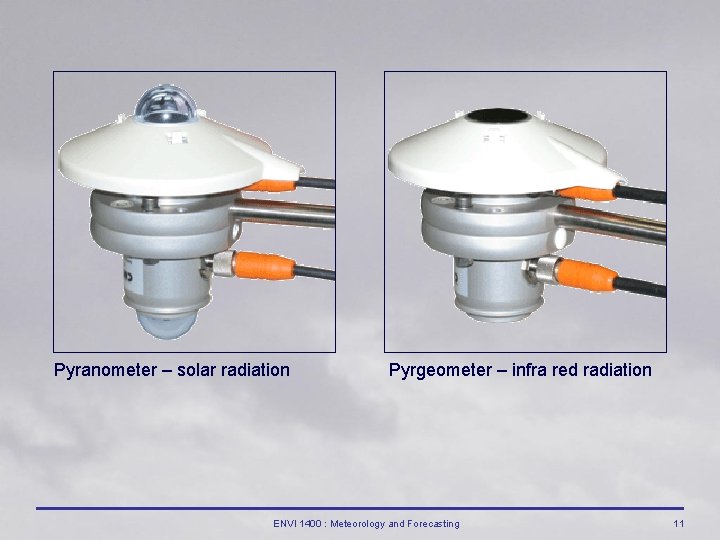 Pyranometer – solar radiation Pyrgeometer – infra red radiation ENVI 1400 : Meteorology and