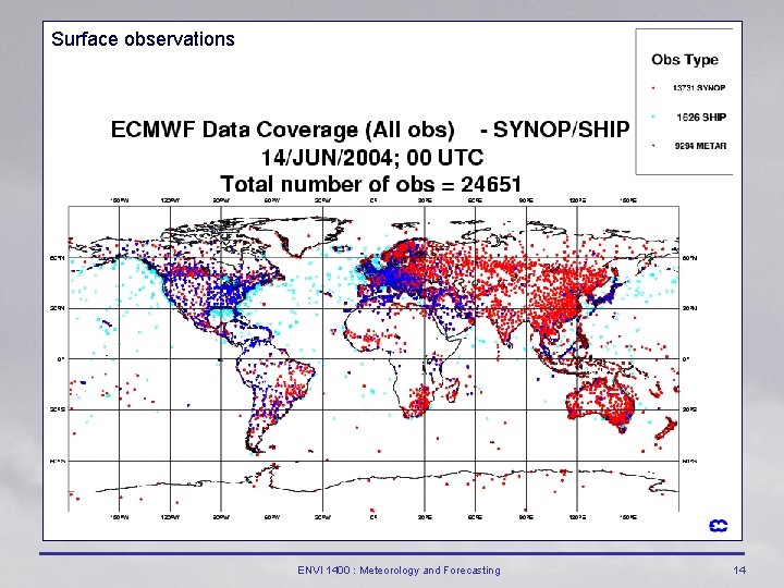 Surface observations ENVI 1400 : Meteorology and Forecasting 14 