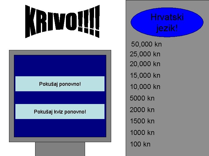 Hrvatski jezik! 50, 000 kn 25, 000 kn 20, 000 kn 15, 000 kn