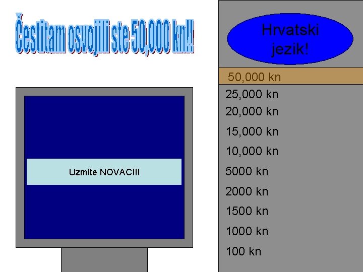 Hrvatski jezik! 50, 000 kn 25, 000 kn 20, 000 kn 15, 000 kn