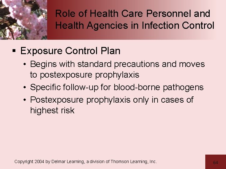 Role of Health Care Personnel and Health Agencies in Infection Control § Exposure Control