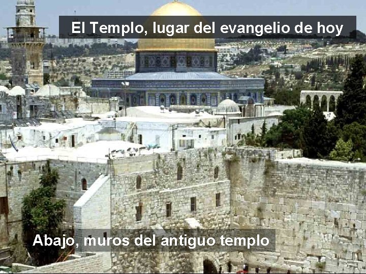 El Templo, lugar del evangelio de hoy Abajo, muros del antiguo templo 