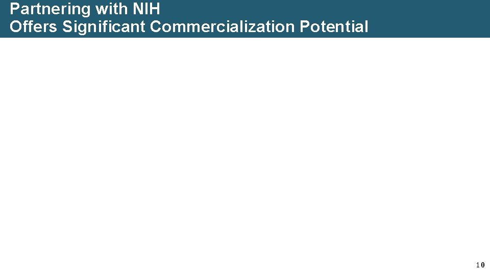 Partnering with NIH Offers Significant Commercialization Potential 10 
