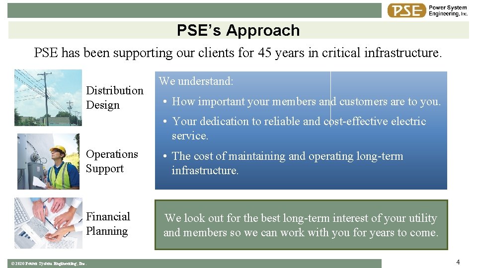 PSE’s Approach PSE has been supporting our clients for 45 years in critical infrastructure.