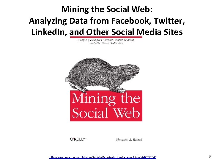 Mining the Social Web: Analyzing Data from Facebook, Twitter, Linked. In, and Other Social