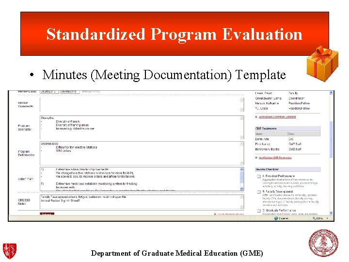 Standardized Program Evaluation • Minutes (Meeting Documentation) Template Department of Graduate Medical Education (GME)