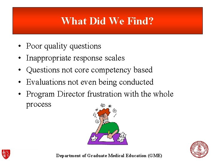 What Did We Find? • • • Poor quality questions Inappropriate response scales Questions