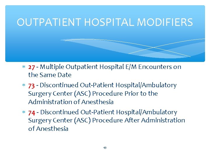 OUTPATIENT HOSPITAL MODIFIERS 27 - Multiple Outpatient Hospital E/M Encounters on the Same Date