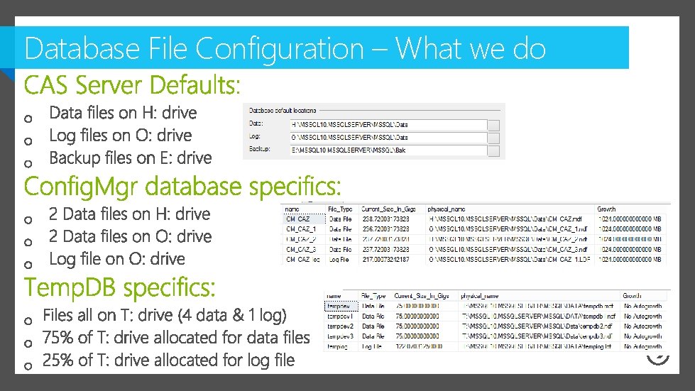 Database File Configuration – What we do 