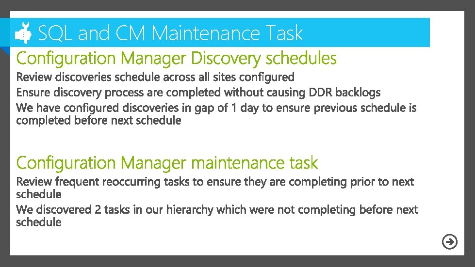 SQL and CM Maintenance Task Recommendations 