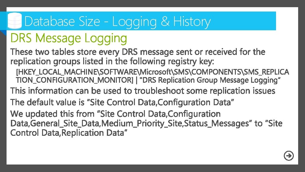 Database Size - Logging & History Information 