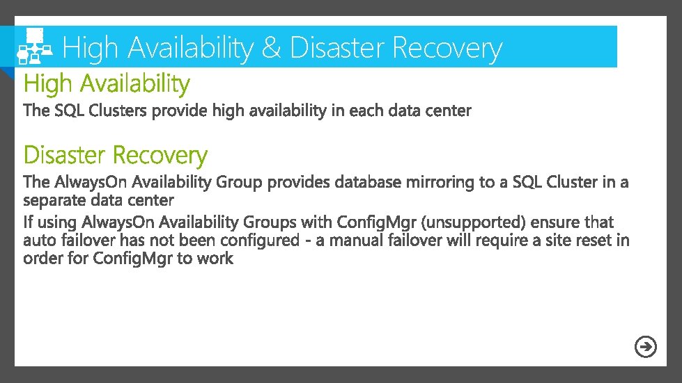 High Availability & Disaster Recovery 