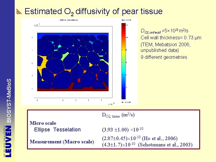 Estimated O 2 diffusivity of pear tissue BIOSYST-Me. Bio. S DO 2, cell wall