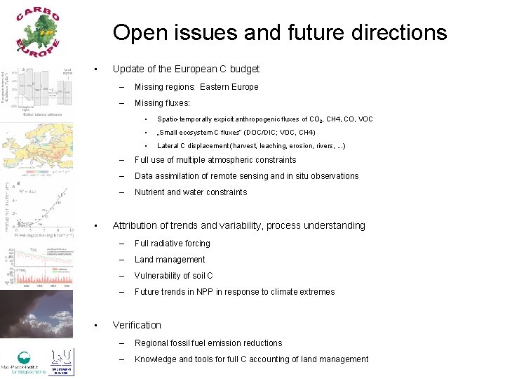 Open issues and future directions • • • Update of the European C budget