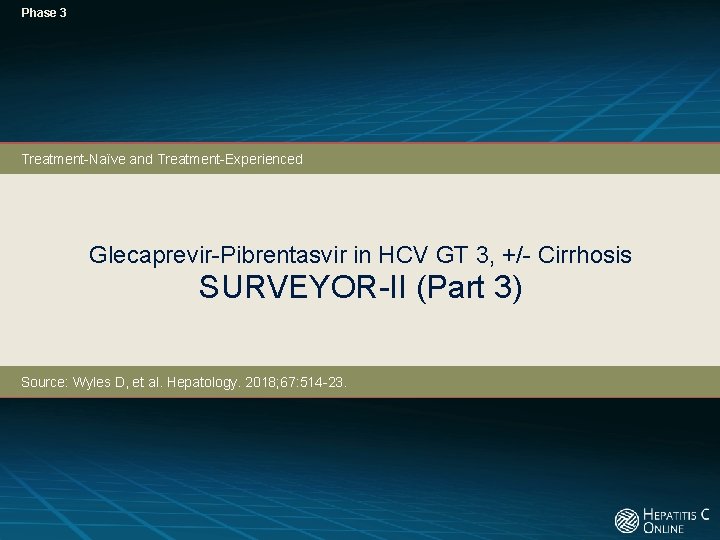 Phase 3 Treatment-Naïve and Treatment-Experienced Glecaprevir-Pibrentasvir in HCV GT 3, +/- Cirrhosis SURVEYOR-II (Part