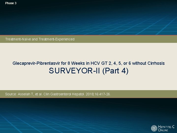 Phase 3 Treatment-Naïve and Treatment-Experienced Glecaprevir-Pibrentasvir for 8 Weeks in HCV GT 2, 4,