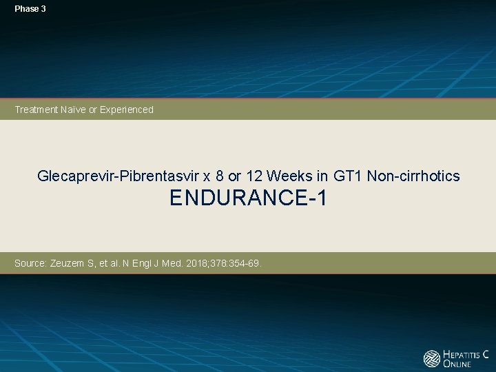 Phase 3 Treatment Naïve or Experienced Glecaprevir-Pibrentasvir x 8 or 12 Weeks in GT