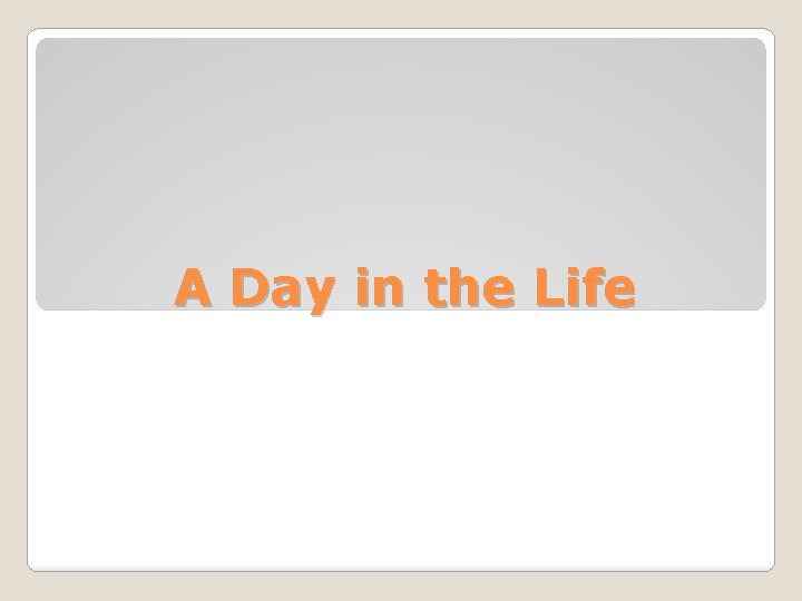 A Day in the Life 