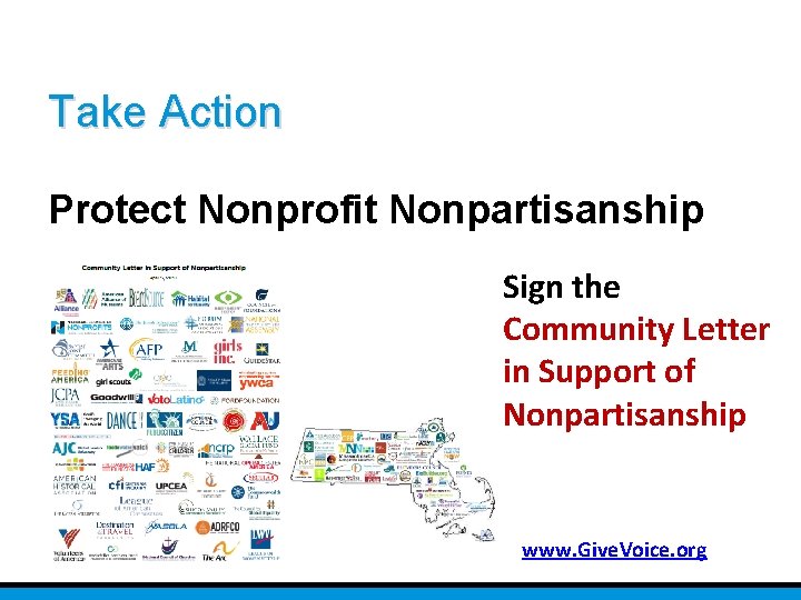 Take Action Protect Nonprofit Nonpartisanship Sign the Community Letter in Support of Nonpartisanship www.