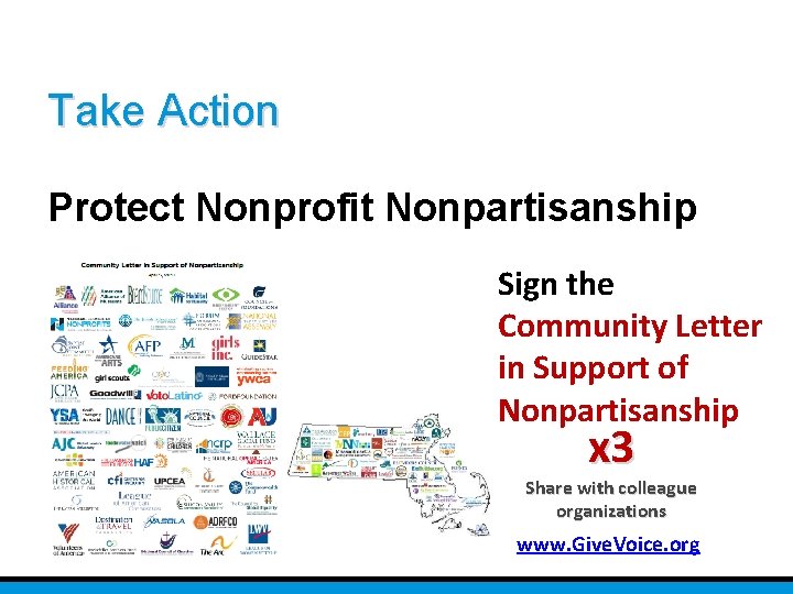 Take Action Protect Nonprofit Nonpartisanship Sign the Community Letter in Support of Nonpartisanship x