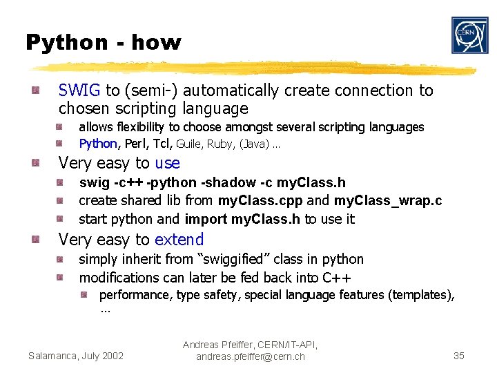 Python - how SWIG to (semi-) automatically create connection to chosen scripting language allows