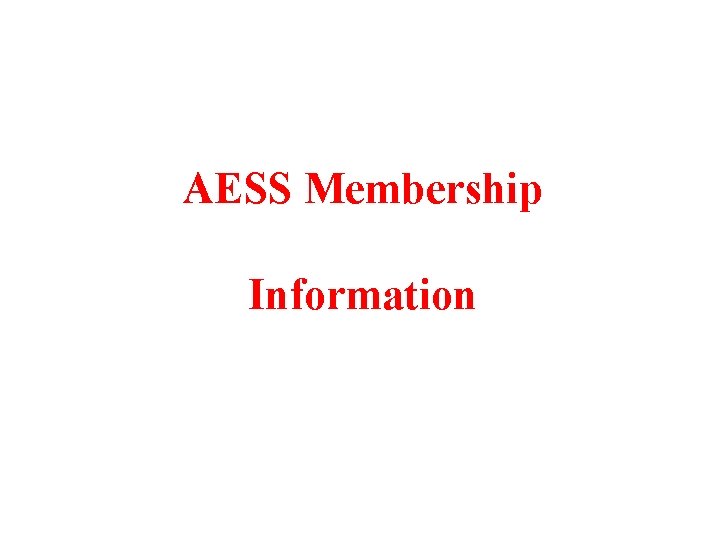 AESS Membership Information 