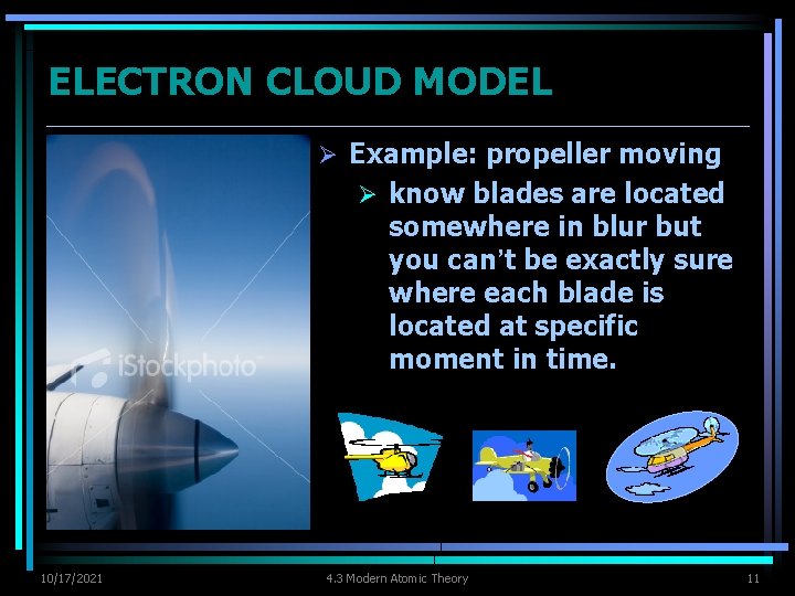 ELECTRON CLOUD MODEL Ø Example: propeller moving Ø know blades are located somewhere in