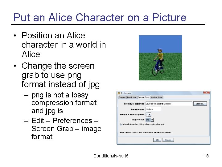 Put an Alice Character on a Picture • Position an Alice character in a