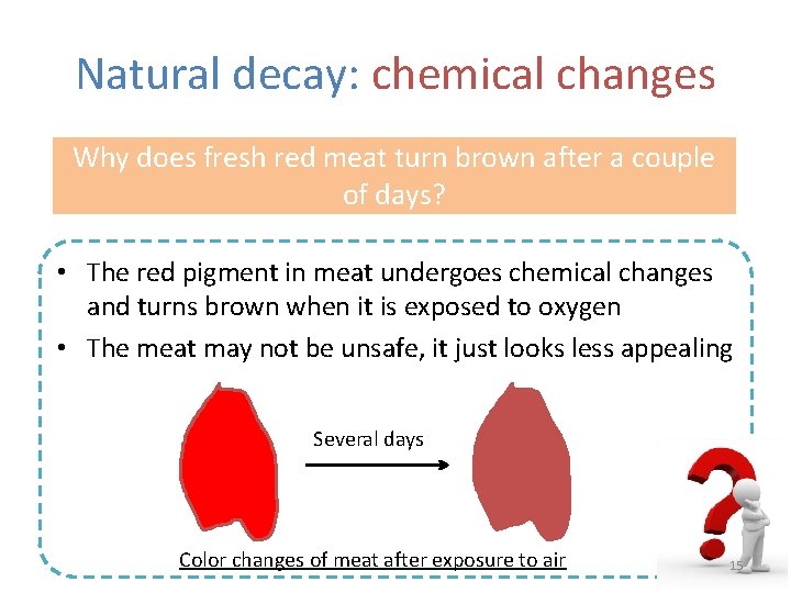 Natural decay: chemical changes Why does fresh red meat turn brown after a couple