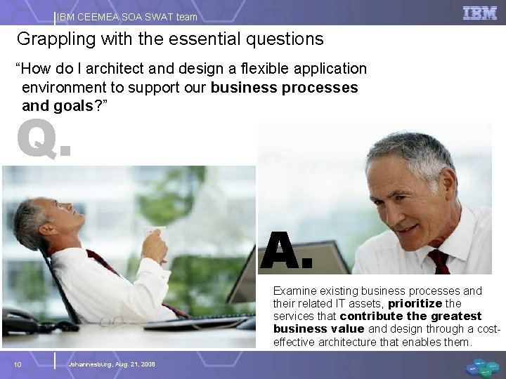 IBM CEEMEA SOA SWAT team Grappling with the essential questions “How do I architect