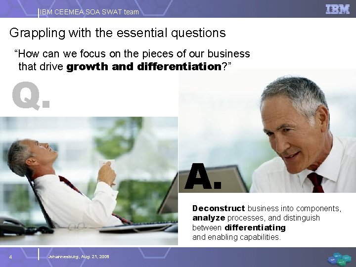 IBM CEEMEA SOA SWAT team Grappling with the essential questions “How can we focus