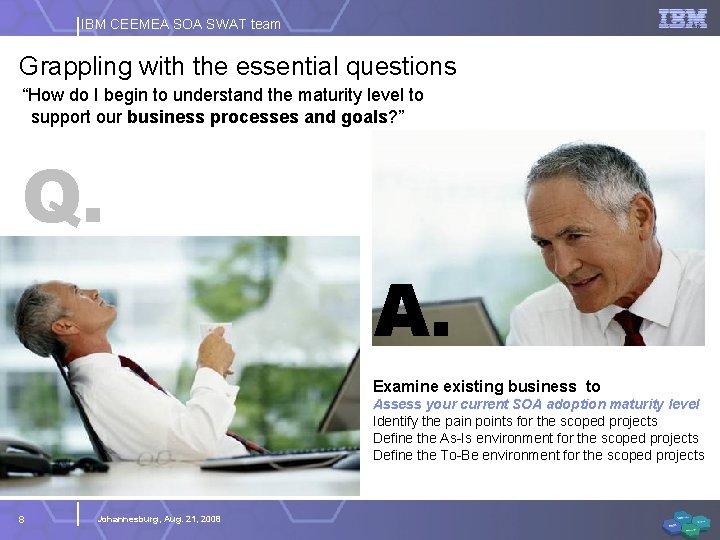 IBM CEEMEA SOA SWAT team Grappling with the essential questions “How do I begin
