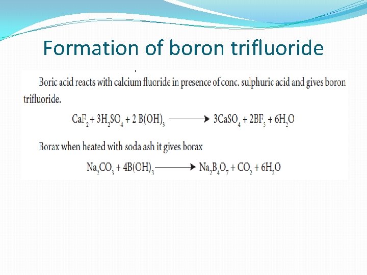 Formation of boron trifluoride 