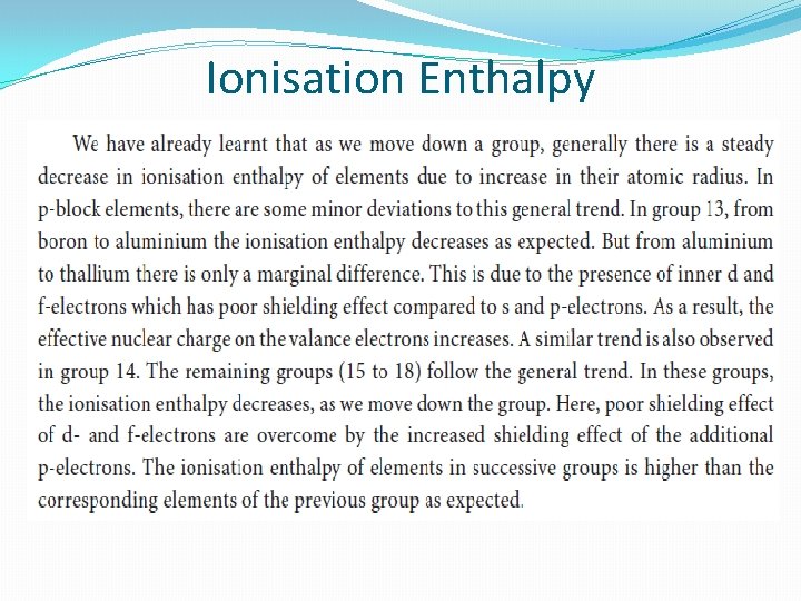 Ionisation Enthalpy 