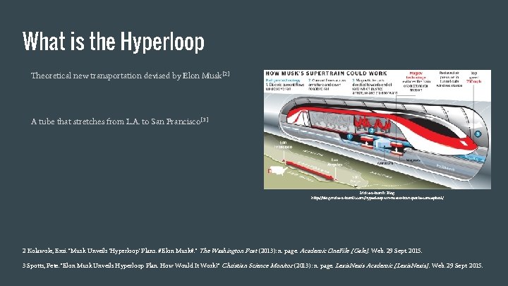 What is the Hyperloop Theoretical new transportation devised by Elon Musk[2] A tube that