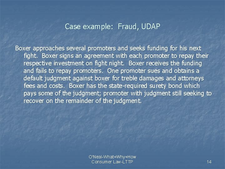 Case example: Fraud, UDAP Boxer approaches several promoters and seeks funding for his next