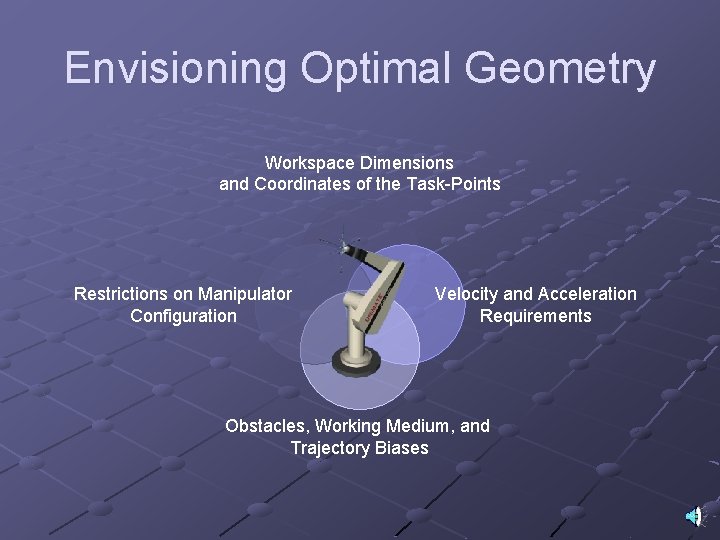 Envisioning Optimal Geometry Workspace Dimensions and Coordinates of the Task-Points Restrictions on Manipulator Configuration