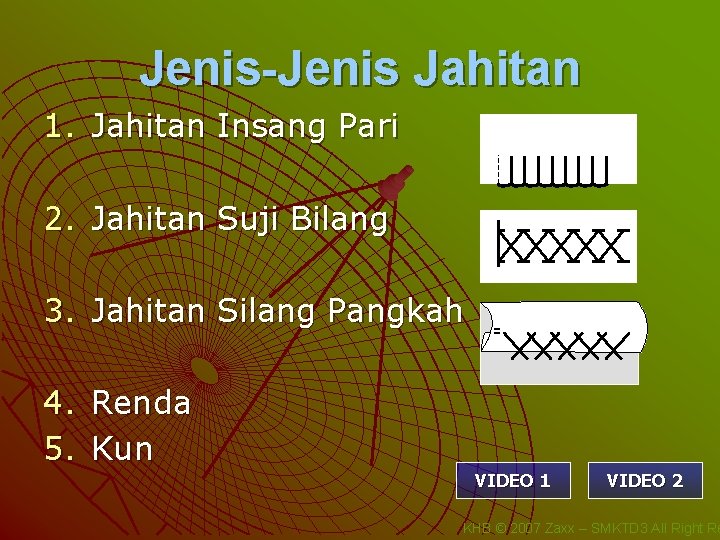 Jenis-Jenis Jahitan 1. Jahitan Insang Pari 2. Jahitan Suji Bilang 3. Jahitan Silang Pangkah