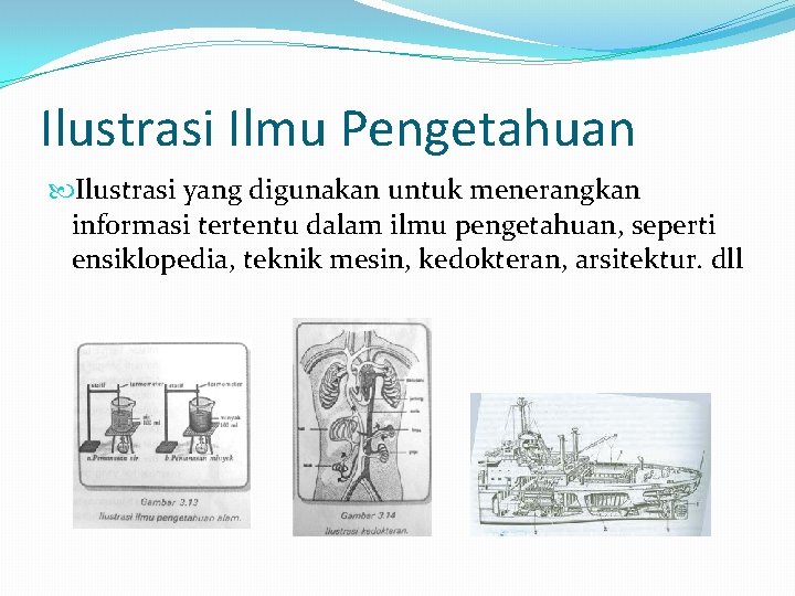 Ilustrasi Ilmu Pengetahuan Ilustrasi yang digunakan untuk menerangkan informasi tertentu dalam ilmu pengetahuan, seperti