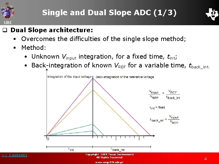 Single and Dual Slope ADC (1/3) UBI q Dual Slope architecture: § Overcomes the