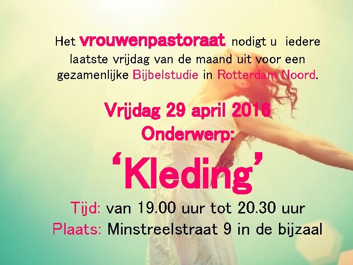 Het vrouwenpastoraat nodigt u iedere laatste vrijdag van de maand uit voor een gezamenlijke