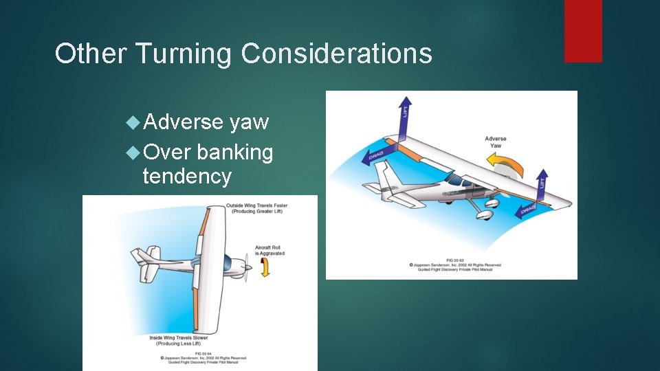 Other Turning Considerations Adverse yaw Over banking tendency  Other Turning Considerations Adverse yaw Over banking tendency