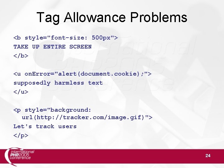 Tag Allowance Problems <b style="font-size: 500 px"> TAKE UP ENTIRE SCREEN </b> <u on.