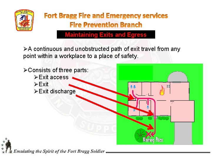 Maintaining Exits and Egress ØA continuous and unobstructed path of exit travel from any