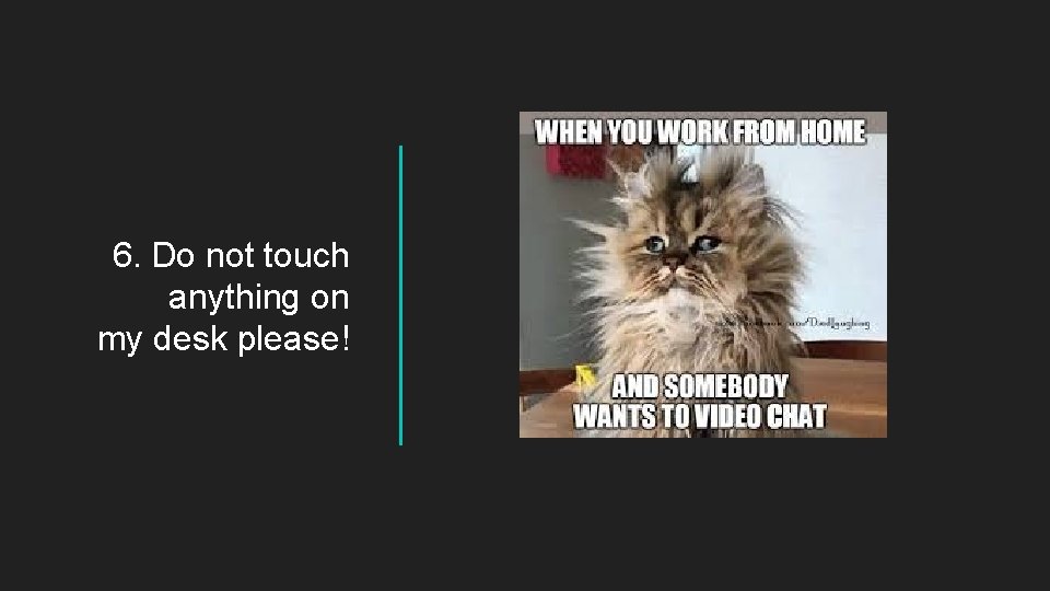 6. Do not touch anything on my desk please! 6. Do not touch anything on my desk please!