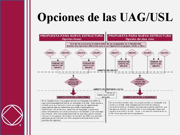 Opciones de las UAG/USL 