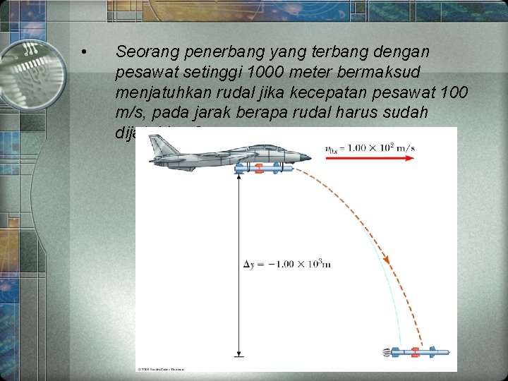  • Seorang penerbang yang terbang dengan pesawat setinggi 1000 meter bermaksud menjatuhkan rudal