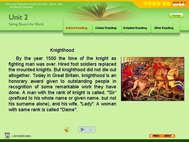 Before Reading Global Reading Knighthood By the year 1500 the time of the knight