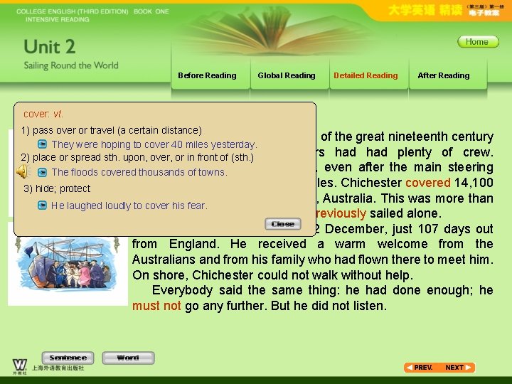 Before Reading Global Reading Detailed Reading After Reading cover: vt. 1) pass over or