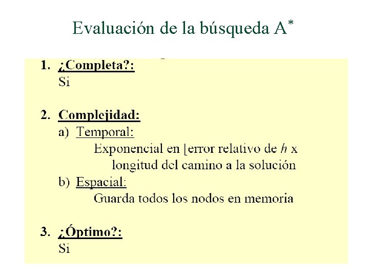 Evaluación de la búsqueda A* 